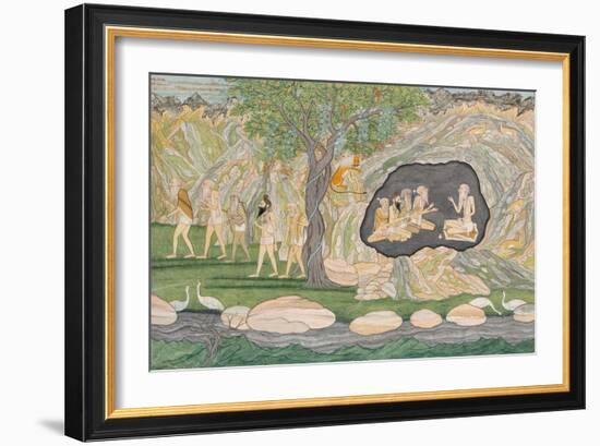 The Five Siddhas Make their Way to the Kailasha Mountains, C.1820-Purkhu-Framed Giclee Print