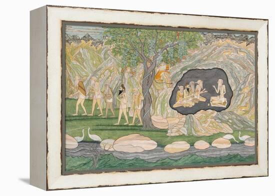 The Five Siddhas Make their Way to the Kailasha Mountains, C.1820-Purkhu-Framed Premier Image Canvas