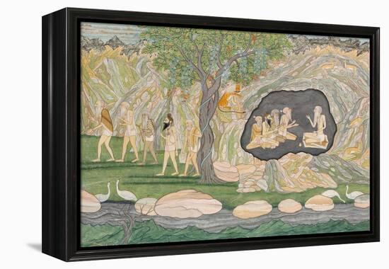 The Five Siddhas Make their Way to the Kailasha Mountains, C.1820-Purkhu-Framed Premier Image Canvas