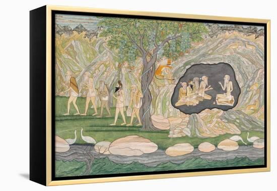The Five Siddhas Make their Way to the Kailasha Mountains, C.1820-Purkhu-Framed Premier Image Canvas