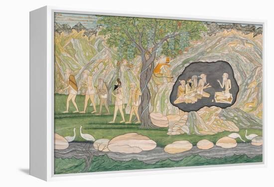 The Five Siddhas Make their Way to the Kailasha Mountains, C.1820-Purkhu-Framed Premier Image Canvas