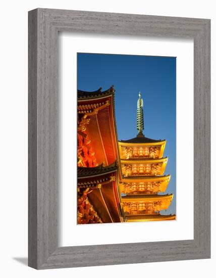 The Five Storey Pagoda at Sensi-Ji Temple at Night, Tokyo, Japan, Asia-Martin Child-Framed Photographic Print