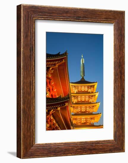 The Five Storey Pagoda at Sensi-Ji Temple at Night, Tokyo, Japan, Asia-Martin Child-Framed Photographic Print