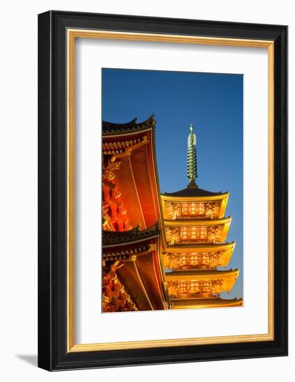 The Five Storey Pagoda at Sensi-Ji Temple at Night, Tokyo, Japan, Asia-Martin Child-Framed Photographic Print