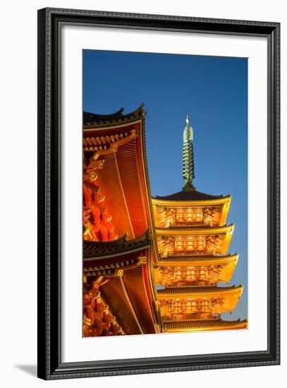 The Five Storey Pagoda at Sensi-Ji Temple at Night, Tokyo, Japan, Asia-Martin Child-Framed Photographic Print