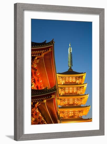 The Five Storey Pagoda at Sensi-Ji Temple at Night, Tokyo, Japan, Asia-Martin Child-Framed Photographic Print