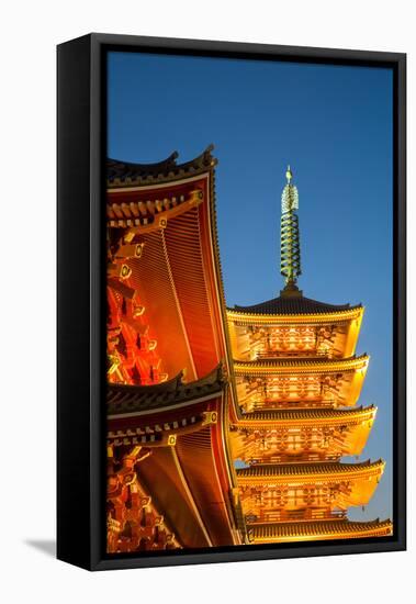 The Five Storey Pagoda at Sensi-Ji Temple at Night, Tokyo, Japan, Asia-Martin Child-Framed Premier Image Canvas