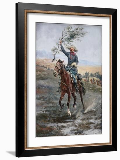 The Flag of Truce in the Indian War, 1886 (Gouache on Paper)-Frederic Remington-Framed Giclee Print