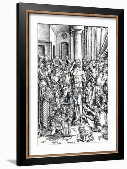 The Flagellation of Christ, 1498-Albrecht Dürer-Framed Giclee Print