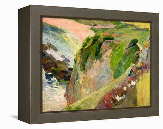The Flageolet Player on the Cliff, 1889-Paul Gauguin-Framed Premier Image Canvas