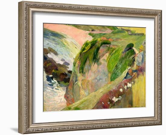 The Flageolet Player on the Cliff, 1889-Paul Gauguin-Framed Giclee Print