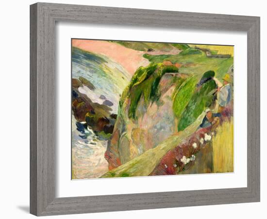 The Flageolet Player on the Cliff, 1889-Paul Gauguin-Framed Giclee Print