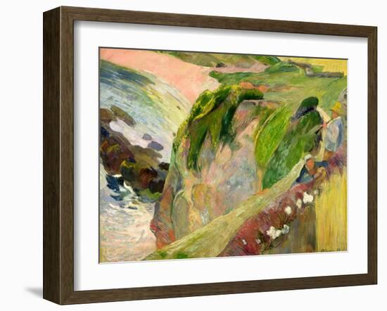 The Flageolet Player on the Cliff, 1889-Paul Gauguin-Framed Giclee Print