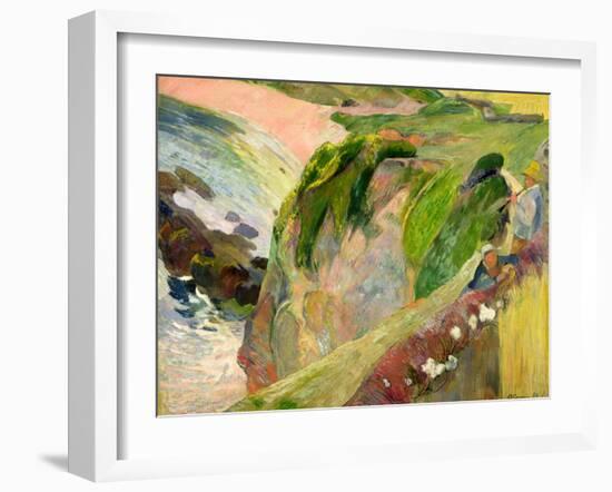 The Flageolet Player on the Cliff, 1889-Paul Gauguin-Framed Giclee Print