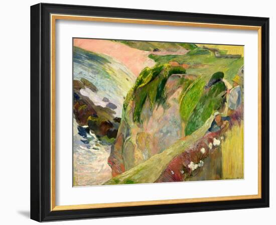 The Flageolet Player on the Cliff, 1889-Paul Gauguin-Framed Giclee Print