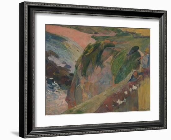 The Flageolet Player on the Cliff, 1889-Paul Gauguin-Framed Giclee Print