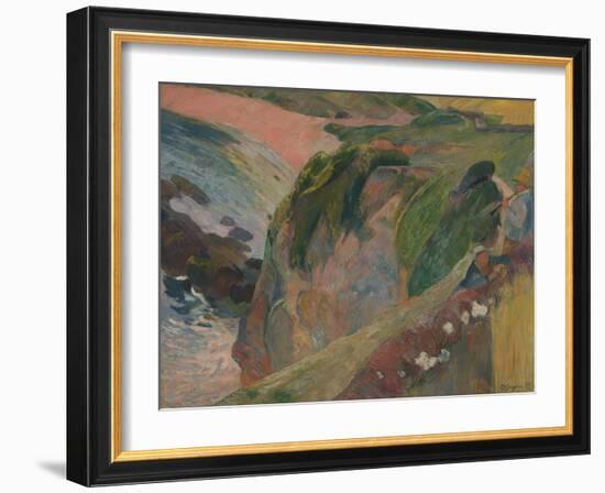 The Flageolet Player on the Cliff, 1889-Paul Gauguin-Framed Giclee Print