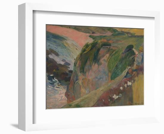 The Flageolet Player on the Cliff, 1889-Paul Gauguin-Framed Giclee Print