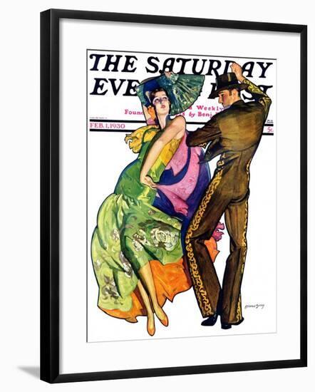 "The Flamenco," Saturday Evening Post Cover, February 1, 1930-McClelland Barclay-Framed Giclee Print