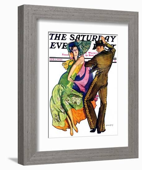 "The Flamenco," Saturday Evening Post Cover, February 1, 1930-McClelland Barclay-Framed Giclee Print