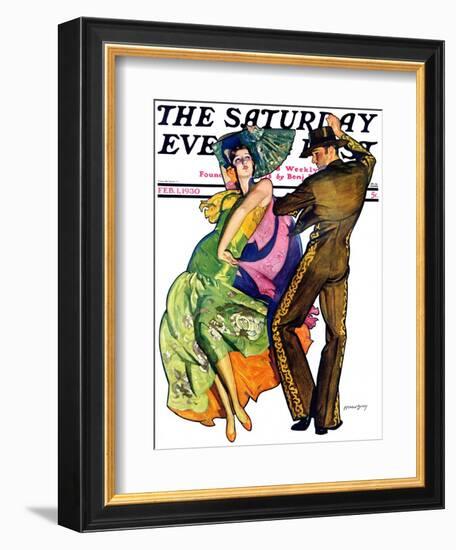 "The Flamenco," Saturday Evening Post Cover, February 1, 1930-McClelland Barclay-Framed Giclee Print