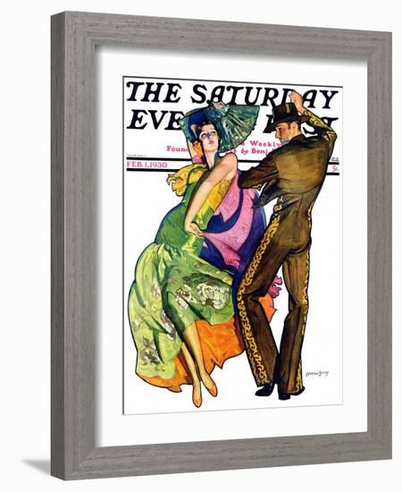 "The Flamenco," Saturday Evening Post Cover, February 1, 1930-McClelland Barclay-Framed Giclee Print