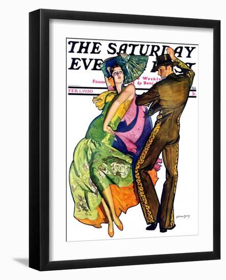 "The Flamenco," Saturday Evening Post Cover, February 1, 1930-McClelland Barclay-Framed Giclee Print