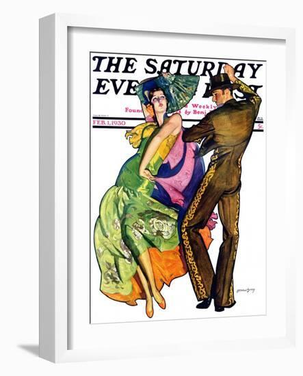 "The Flamenco," Saturday Evening Post Cover, February 1, 1930-McClelland Barclay-Framed Giclee Print