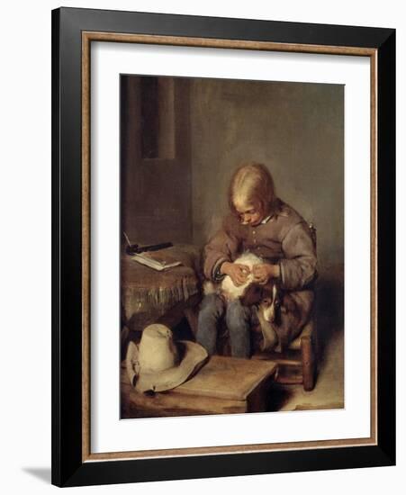 The Flea-Catcher circa 1655-Gerard Terborch-Framed Giclee Print