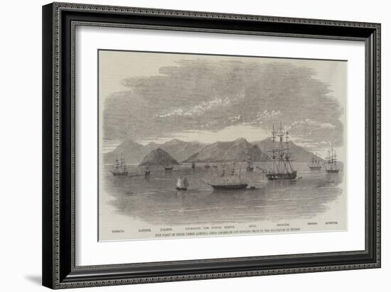 The Fleet in China under Admiral Jones Assembled Off Kintang Prior to the Occupation of Chusan-null-Framed Giclee Print