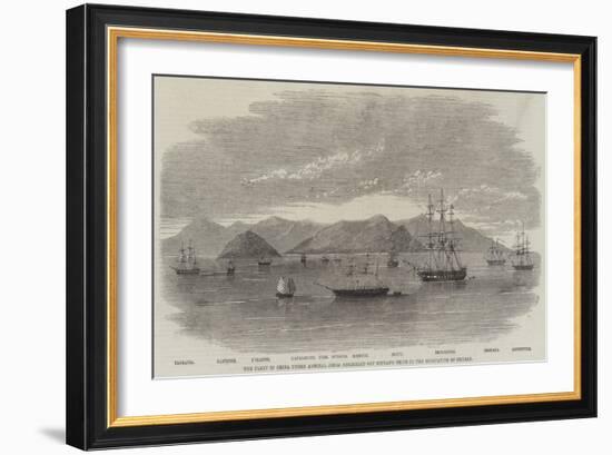 The Fleet in China under Admiral Jones Assembled Off Kintang Prior to the Occupation of Chusan-null-Framed Giclee Print