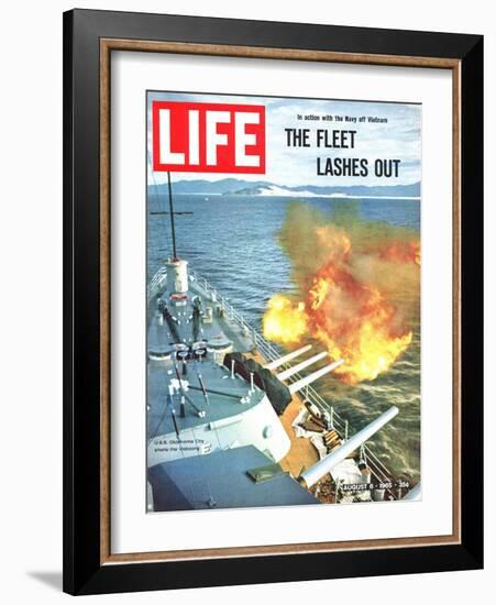 The Fleet Lashes Out, Bill Ray of USS Oklahoma Shelling the Viet Cong Off Vietnam, August 6, 1965-Bill Ray-Framed Photographic Print