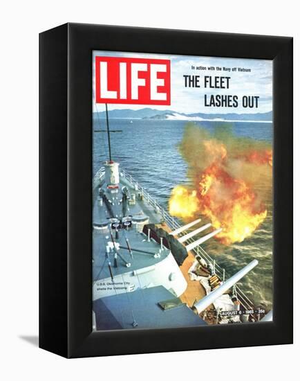 The Fleet Lashes Out, Bill Ray of USS Oklahoma Shelling the Viet Cong Off Vietnam, August 6, 1965-Bill Ray-Framed Premier Image Canvas