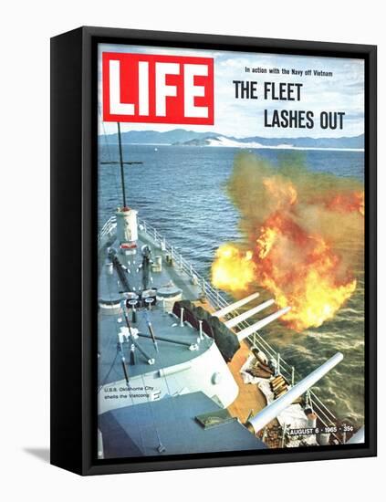 The Fleet Lashes Out, Bill Ray of USS Oklahoma Shelling the Viet Cong Off Vietnam, August 6, 1965-Bill Ray-Framed Premier Image Canvas