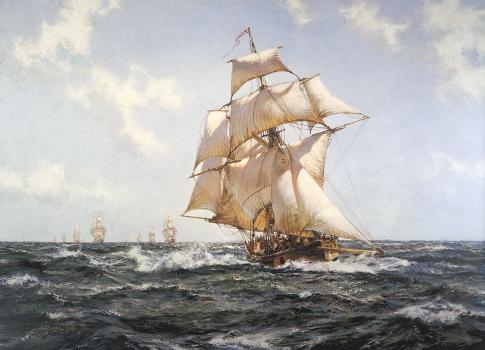 The Rising Wind by Montague Dawson, Custom Framed