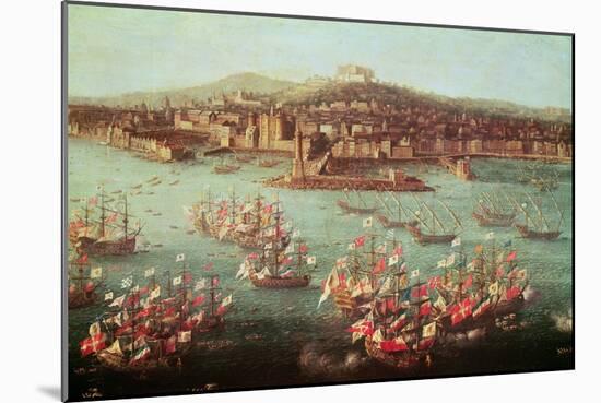 The Fleet of King Charles III of Spain before the City of Naples, 6 October 1759-Antonio Joli-Mounted Giclee Print