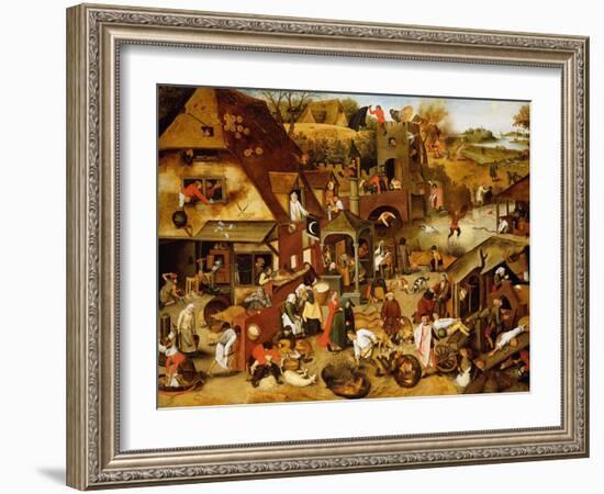 The Flemish Proverbs-Pieter Brueghel the Younger-Framed Giclee Print