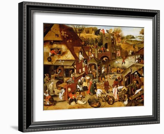 The Flemish Proverbs-Pieter Brueghel the Younger-Framed Giclee Print