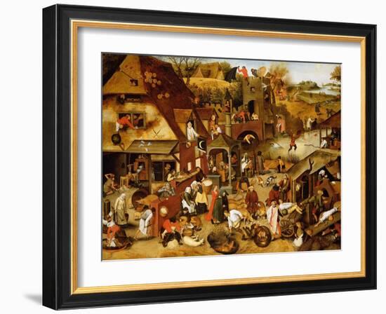 The Flemish Proverbs-Pieter Brueghel the Younger-Framed Giclee Print