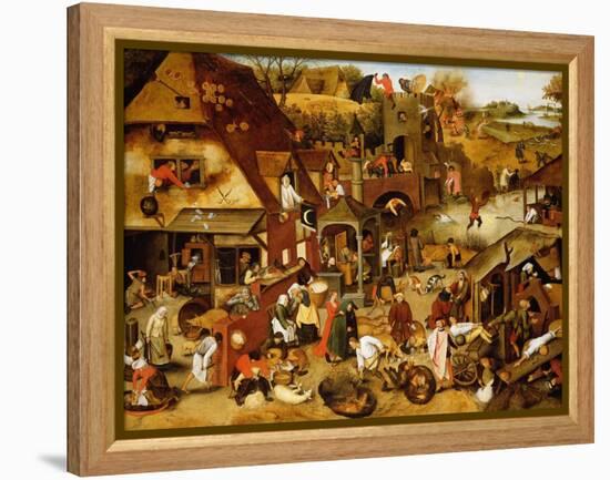 The Flemish Proverbs-Pieter Brueghel the Younger-Framed Premier Image Canvas