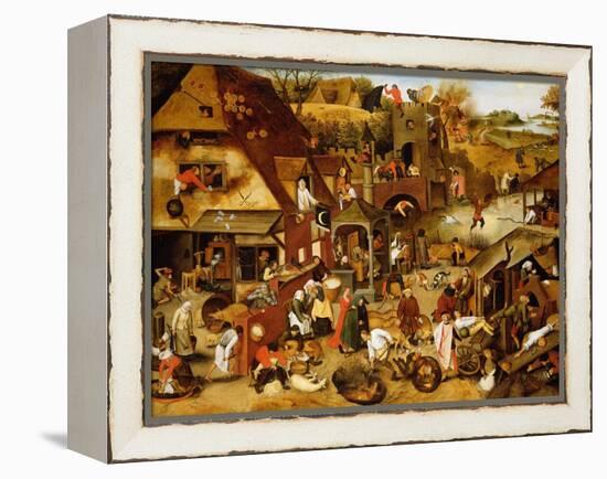 The Flemish Proverbs-Pieter Brueghel the Younger-Framed Premier Image Canvas