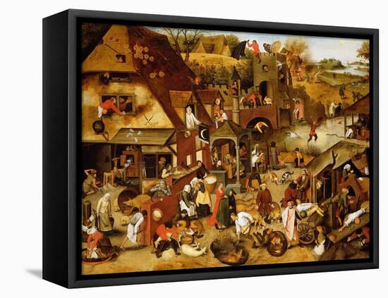 The Flemish Proverbs-Pieter Brueghel the Younger-Framed Premier Image Canvas