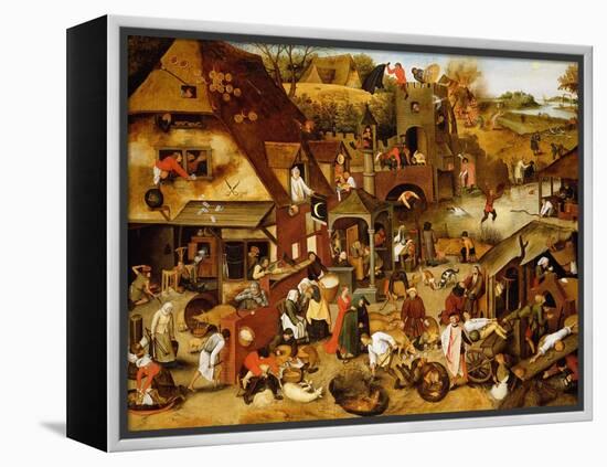 The Flemish Proverbs-Pieter Brueghel the Younger-Framed Premier Image Canvas