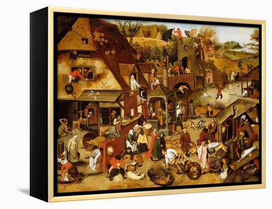 The Flemish Proverbs-Pieter Brueghel the Younger-Framed Premier Image Canvas