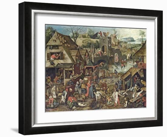 The Flemish Proverbs-Pieter Brueghel the Younger-Framed Giclee Print