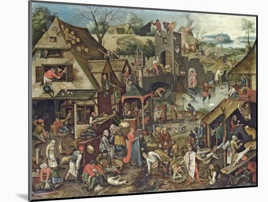 The Flemish Proverbs-Pieter Brueghel the Younger-Mounted Giclee Print