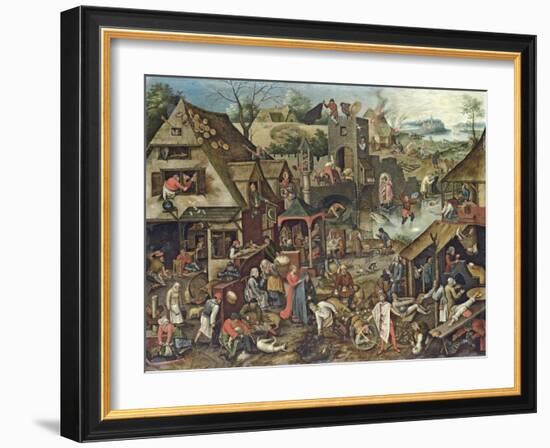 The Flemish Proverbs-Pieter Brueghel the Younger-Framed Giclee Print