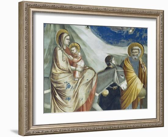 The Flight into Egypt, Detail from Life and Passion of Christ, 1303-1305-Giotto di Bondone-Framed Giclee Print