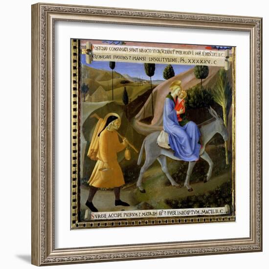 The Flight into Egypt, Detail from Panel One of the Silver Treasury of Santissima Annunziata-Fra Angelico-Framed Giclee Print