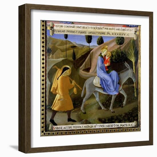 The Flight into Egypt, Detail from Panel One of the Silver Treasury of Santissima Annunziata-Fra Angelico-Framed Giclee Print